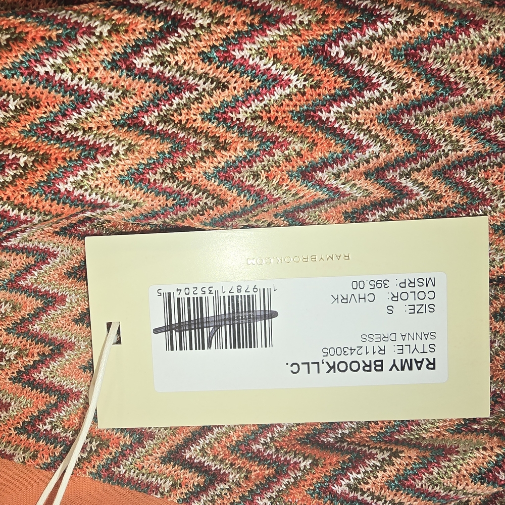 Ramy Brook Chevron Mini Dress in Orange and Black Size Small Nwt - Picture 8 of 8